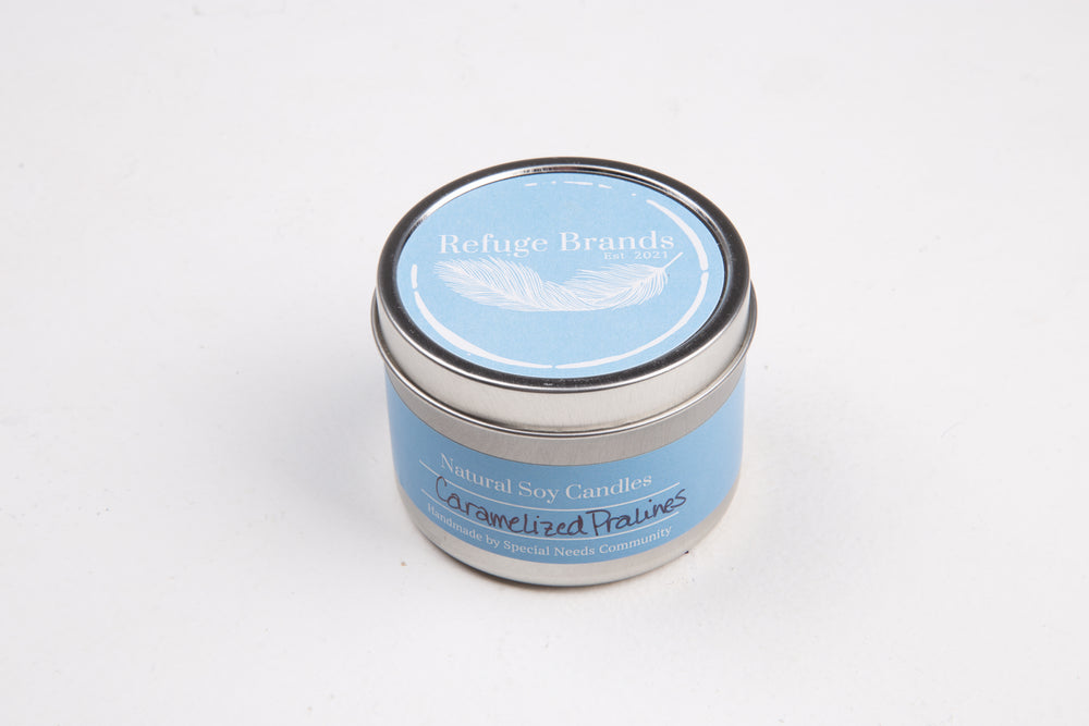 Caramelized Praline Scented Soy Candle in Tin