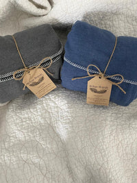 Load image into Gallery viewer, Fleece blankets made with 55% BCI cotton + 45% rPet from recycled bottles. 50” X 70&quot; 
